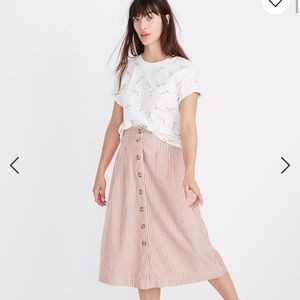 Madewell - Patio Button-Front Midi Skirt in Clay Stripe